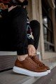KN044 Erkek Günlük Bağcıklı Cilt Spor Sneaker Ayakkabı CBT - Taba – Knack Erkek Ayakkabı