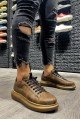KN044 Erkek Günlük Bağcıklı Cilt Spor Sneaker Ayakkabı CKT - Kahverengi – Knack Erkek Ayakkabı