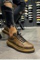 KN044 Erkek Günlük Bağcıklı Cilt Spor Sneaker Ayakkabı CKT - Kahverengi – Knack Erkek Ayakkabı