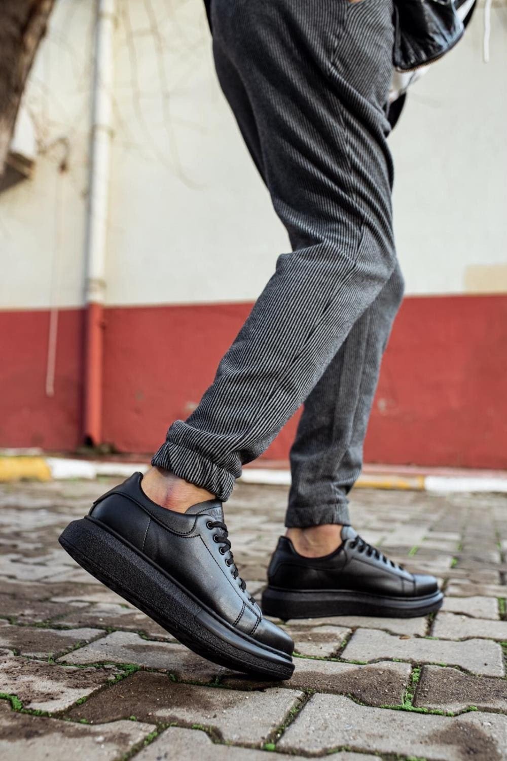 KN044 Erkek Günlük Bağcıklı Cilt Spor Sneaker Ayakkabı CST - Siyah – Knack Erkek Ayakkabı