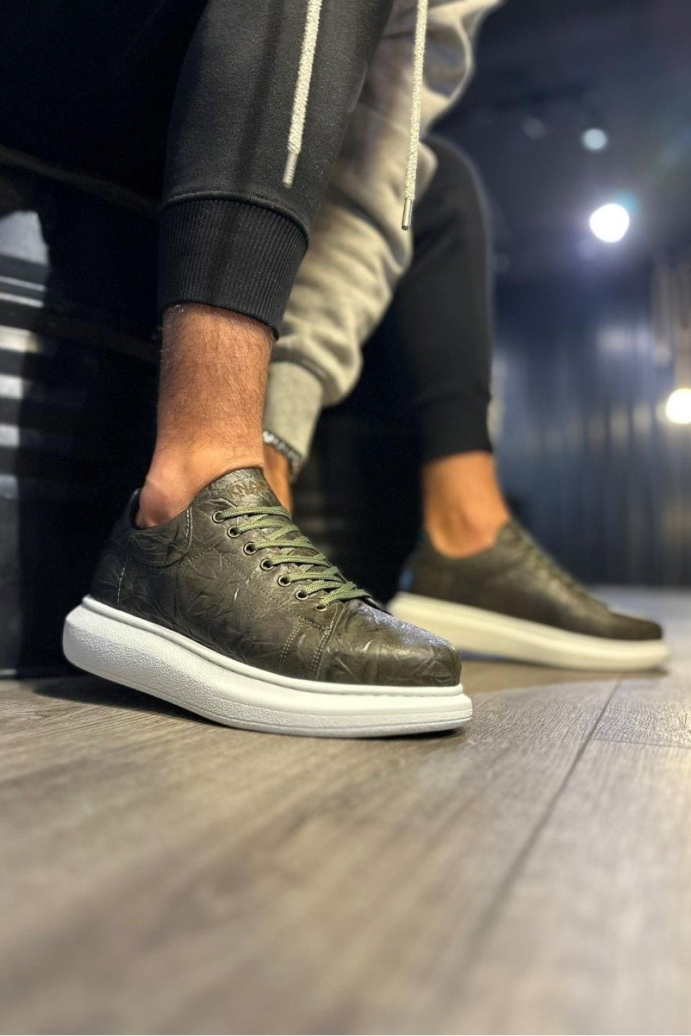 KN044 Erkek Günlük Bağcıklı Desenli Cilt Spor Sneaker Ayakkabı CBT - Haki Erkek Ayakkabı KN044 Erkek Günlük Bağcıklı Desenli Cilt Spor Sneaker Ayakkabı CBT - Haki – Knack Erkek Ayakkabı