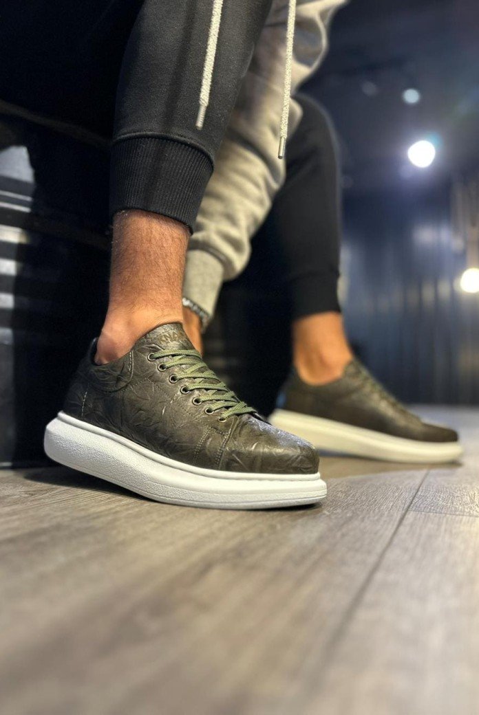KN044 Erkek Günlük Bağcıklı Desenli Cilt Spor Sneaker Ayakkabı CBT - Haki KN044 Erkek Günlük Bağcıklı Desenli Cilt Spor Sneaker Ayakkabı CBT - Haki