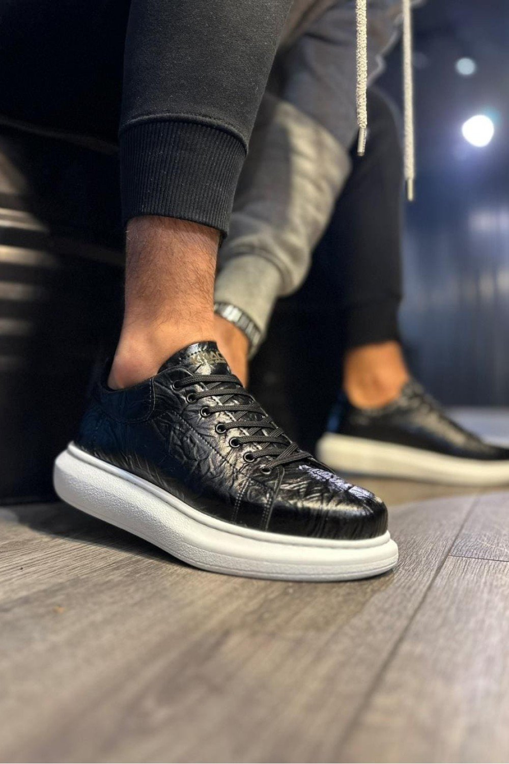 KN044 Erkek Günlük Bağcıklı Desenli Cilt Spor Sneaker Ayakkabı CBT - Siyah Erkek Ayakkabı KN044 Erkek Günlük Bağcıklı Desenli Cilt Spor Sneaker Ayakkabı CBT - Siyah – Knack Erkek Ayakkabı