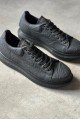 KN044 Erkek Günlük Bağcıklı Desenli Cilt Spor Sneaker Ayakkabı CST - Siyah – Knack Erkek Ayakkabı
