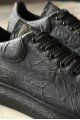 KN044 Erkek Günlük Bağcıklı Desenli Cilt Spor Sneaker Ayakkabı CST - Siyah – Knack Erkek Ayakkabı