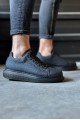 KN044 Erkek Günlük Bağcıklı Desenli Cilt Spor Sneaker Ayakkabı CST - Siyah – Knack Erkek Ayakkabı