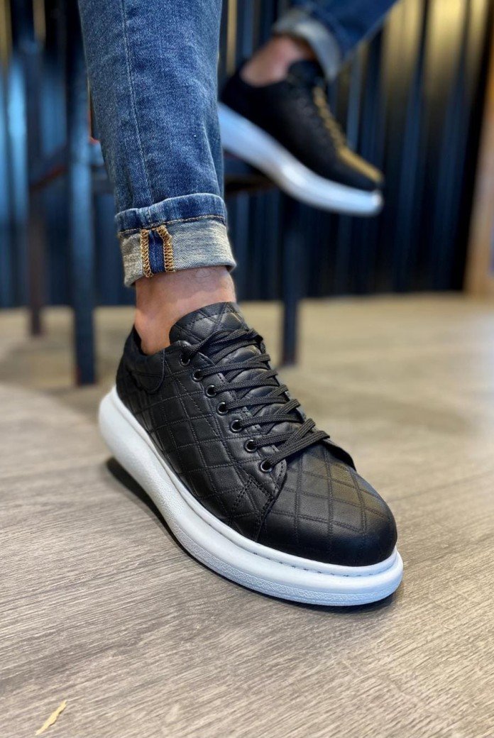 KN044 Erkek Günlük Bağcıklı Kapitone Desenli Cilt Spor Sneaker Ayakkabı CBT - Siyah KN044 Erkek Günlük Bağcıklı Kapitone Desenli Cilt Spor Sneaker Ayakkabı CBT - Siyah