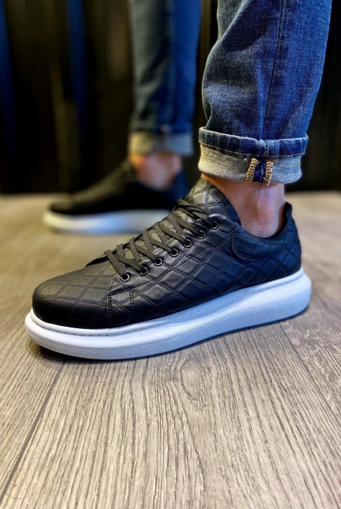 KN044 Erkek Günlük Bağcıklı Kapitone Desenli Cilt Spor Sneaker Ayakkabı CBT - Siyah KN044 Erkek Günlük Bağcıklı Kapitone Desenli Cilt Spor Sneaker Ayakkabı CBT - Siyah