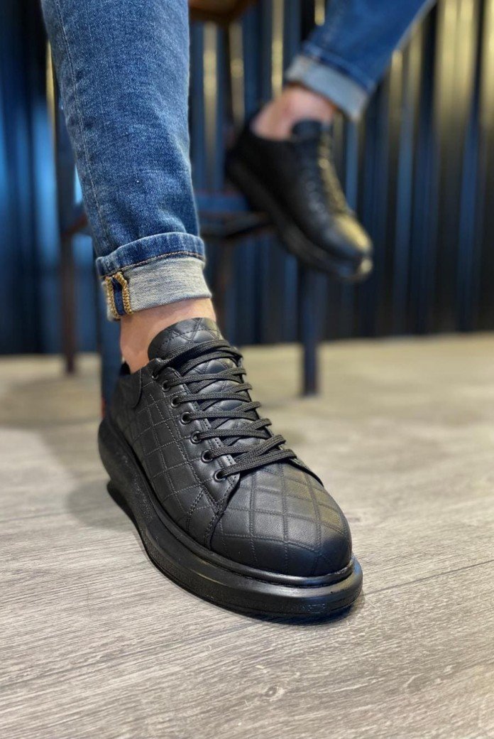 KN044 Erkek Günlük Bağcıklı Kapitone Desenli Cilt Spor Sneaker Ayakkabı CST - Siyah KN044 Erkek Günlük Bağcıklı Kapitone Desenli Cilt Spor Sneaker Ayakkabı CST - Siyah