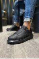 KN044 Erkek Günlük Bağcıklı Kapitone Desenli Cilt Spor Sneaker Ayakkabı CST - Siyah – Knack Erkek Ayakkabı