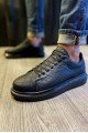 KN044 Erkek Günlük Bağcıklı Kapitone Desenli Cilt Spor Sneaker Ayakkabı CST - Siyah – Knack Erkek Ayakkabı