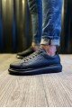 KN044 Erkek Günlük Bağcıklı Kapitone Desenli Cilt Spor Sneaker Ayakkabı CST - Siyah – Knack Erkek Ayakkabı