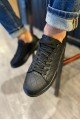 KN044 Erkek Günlük Bağcıklı Kapitone Desenli Cilt Spor Sneaker Ayakkabı CST - Siyah – Knack Erkek Ayakkabı