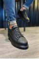 KN044 Erkek Günlük Bağcıklı Kapitone Desenli Cilt Spor Sneaker Ayakkabı CST - Siyah – Knack Erkek Ayakkabı