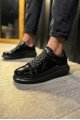 KN044 Erkek Günlük Bağcıklı Rugan Spor Sneaker Ayakkabı RST - Siyah – Knack Erkek Ayakkabı