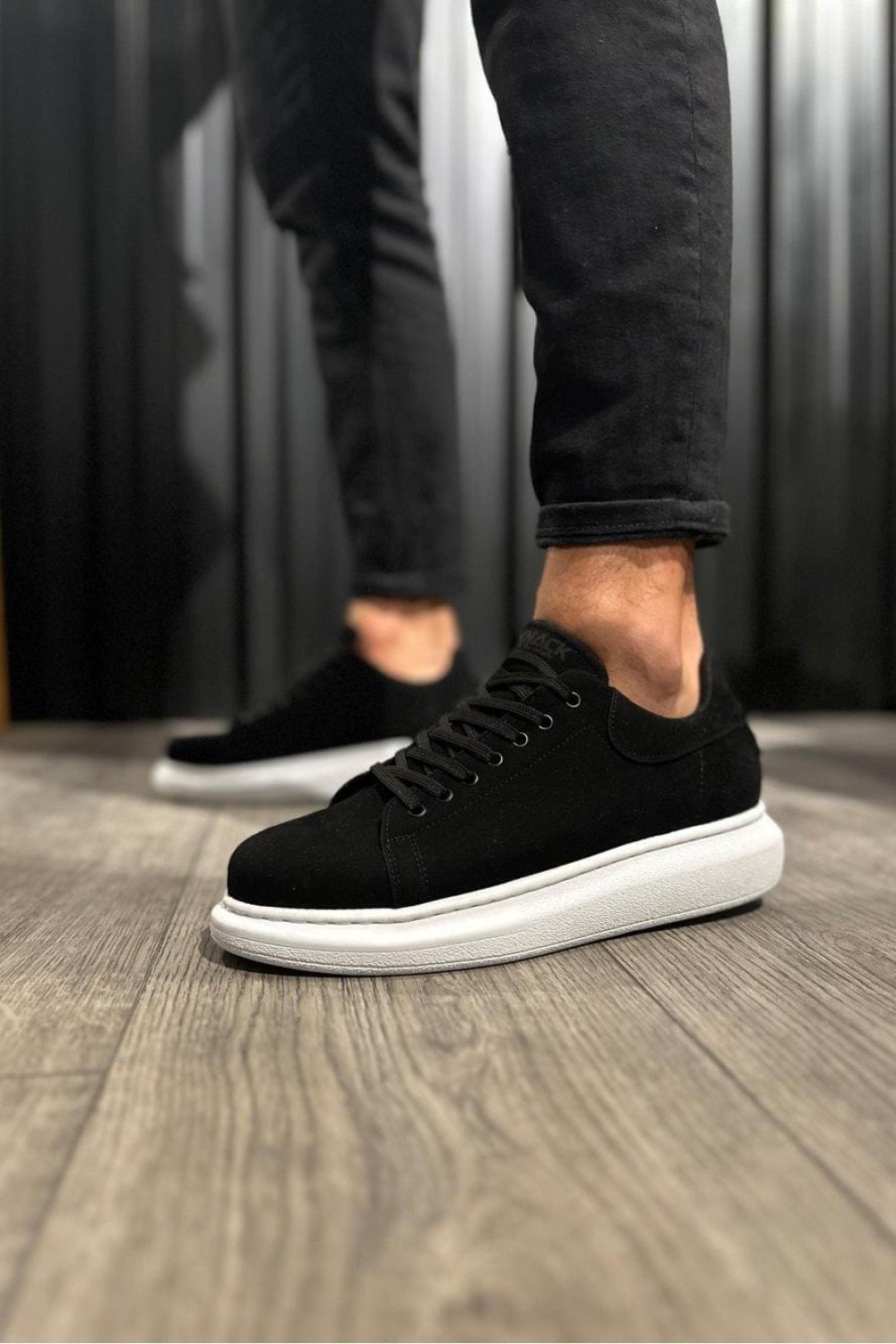 KN044 Erkek Günlük Bağcıklı Süet Spor Sneaker Ayakkabı SBT - Siyah – Knack Erkek Ayakkabı