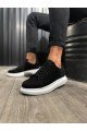 KN044 Erkek Günlük Bağcıklı Süet Spor Sneaker Ayakkabı SBT - Siyah
