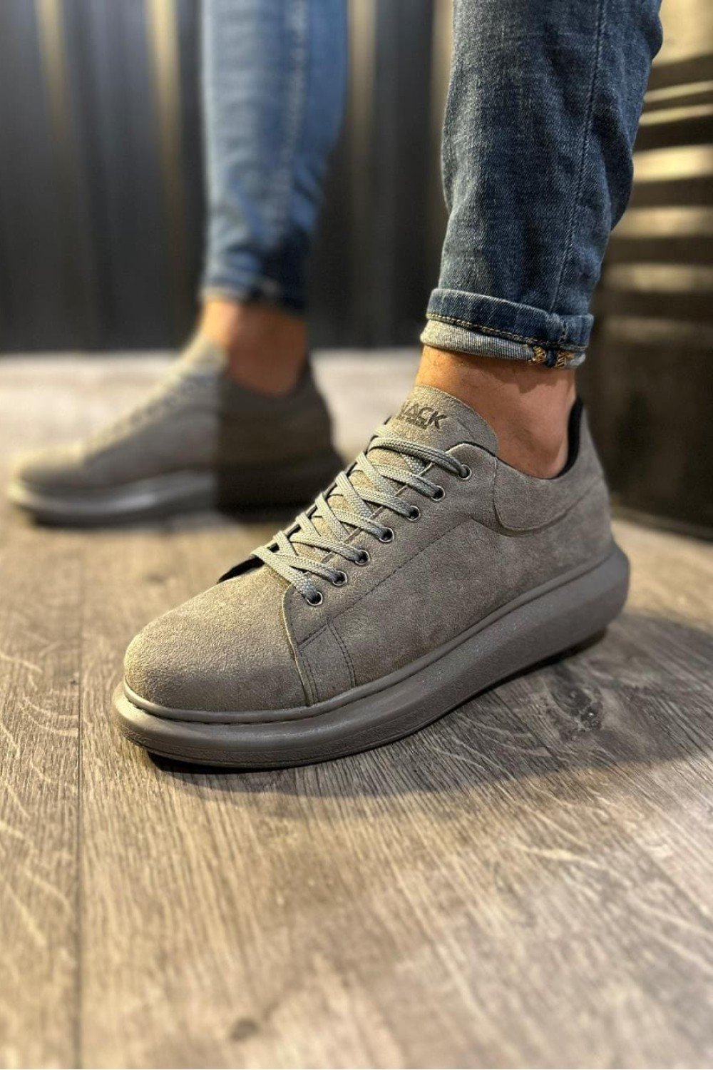 KN044 Erkek Günlük Bağcıklı Süet Spor Sneaker Ayakkabı SGT - Gri – Knack Erkek Ayakkabı