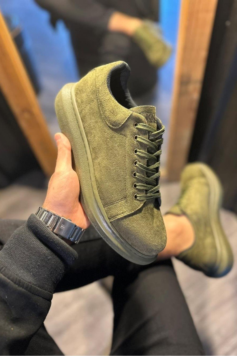 KN044 Erkek Günlük Bağcıklı Süet Spor Sneaker Ayakkabı SHT - Haki – Knack Erkek Ayakkabı