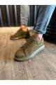 KN044 Erkek Günlük Bağcıklı Süet Spor Sneaker Ayakkabı SHT - Haki