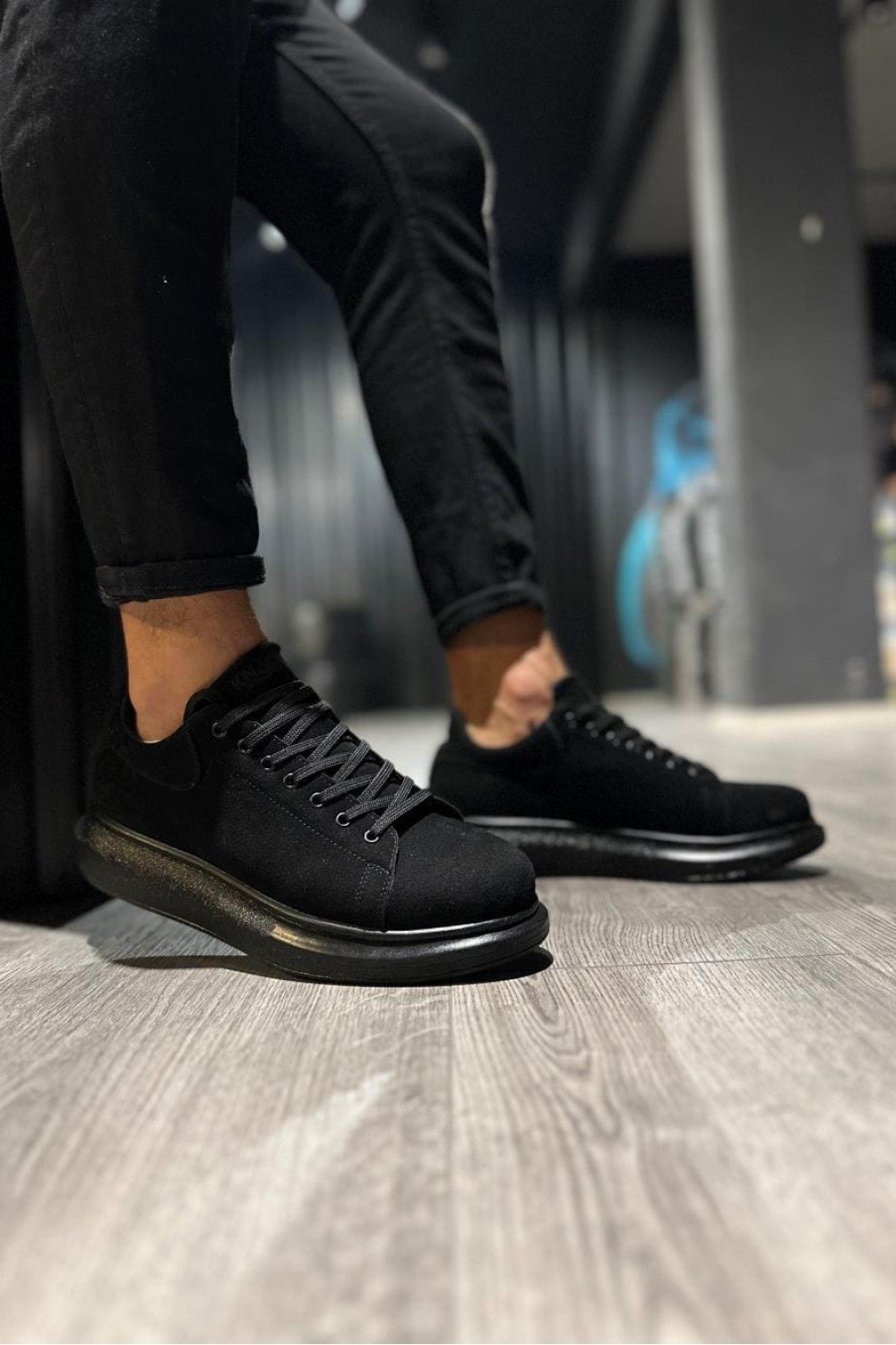 KN044 Erkek Günlük Bağcıklı Süet Spor Sneaker Ayakkabı SST - Siyah – Knack Erkek Ayakkabı