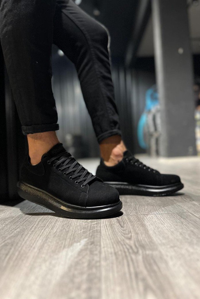 KN044 Erkek Günlük Bağcıklı Süet Spor Sneaker Ayakkabı SST - Siyah KN044 Erkek Günlük Bağcıklı Süet Spor Sneaker Ayakkabı SST - Siyah