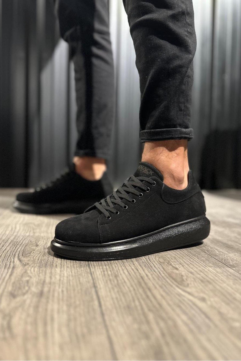 KN044 Erkek Günlük Bağcıklı Süet Spor Sneaker Ayakkabı SST - Siyah – Knack Erkek Ayakkabı