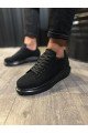KN044 Erkek Günlük Bağcıklı Süet Spor Sneaker Ayakkabı SST - Siyah