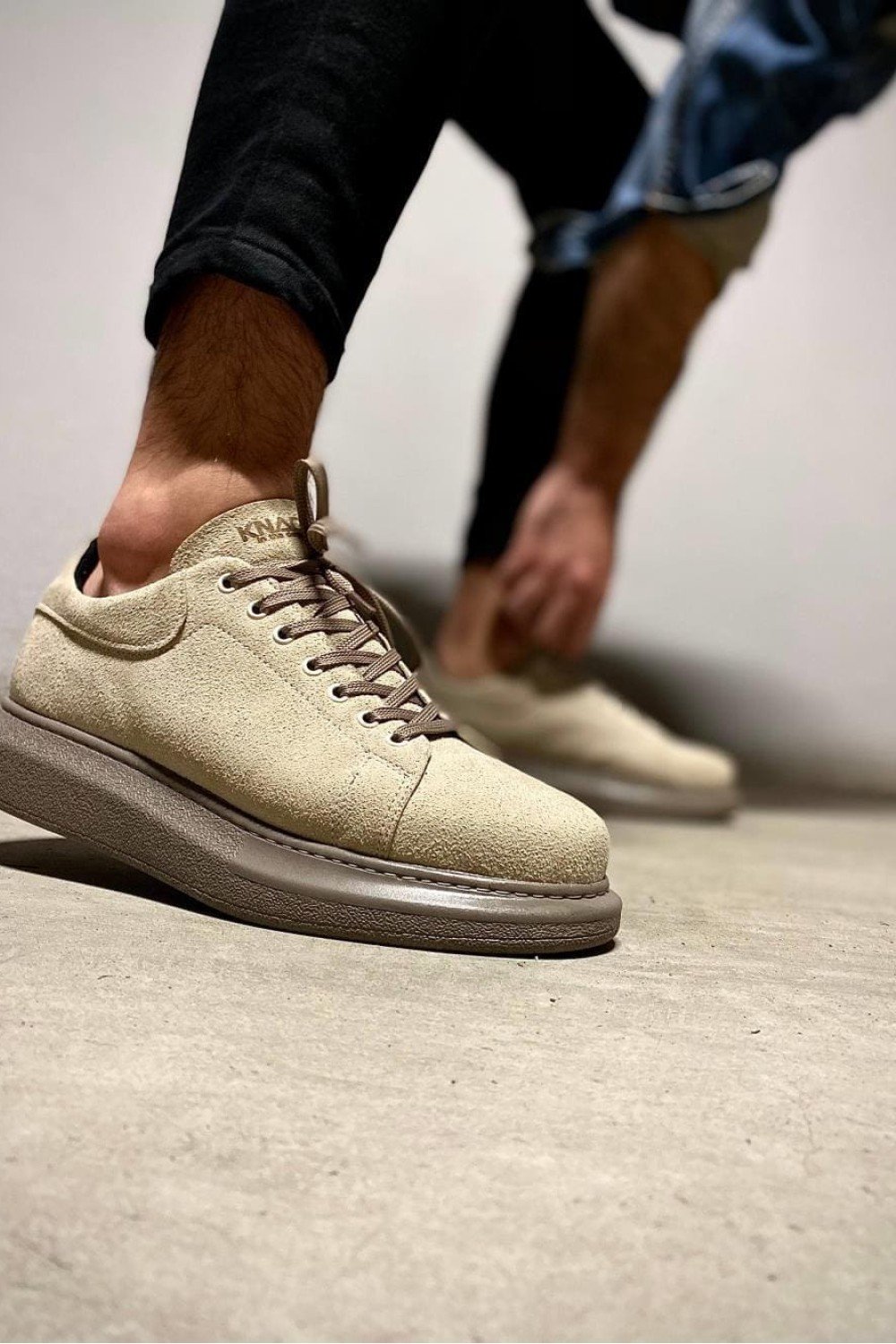 KN044 Erkek Günlük Bağcıklı Süet Spor Sneaker Ayakkabı SVT - Vizon – Knack Erkek Ayakkabı