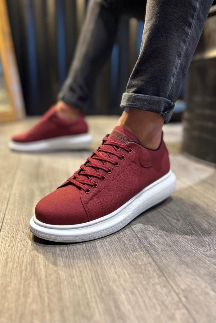 KN045 Erkek Günlük Bağcıklı Cilt Spor Sneaker Ayakkabı CBT - Bordo KN045 Erkek Günlük Bağcıklı Cilt Spor Sneaker Ayakkabı CBT - Bordo