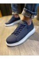 KN045 Erkek Günlük Bağcıklı Cilt Spor Sneaker Ayakkabı CBT - Lacivert