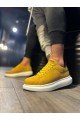 KN045 Erkek Günlük Bağcıklı Cilt Spor Sneaker Ayakkabı CBT - Sarı