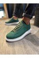 KN045 Erkek Günlük Bağcıklı Cilt Spor Sneaker Ayakkabı CBT - Yeşil