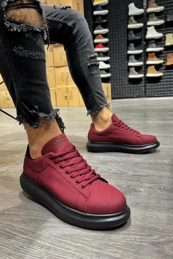 KN045 Erkek Günlük Bağcıklı Cilt Spor Sneaker Ayakkabı CST - Bordo KN045 Erkek Günlük Bağcıklı Cilt Spor Sneaker Ayakkabı CST - Bordo