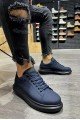 KN045 Erkek Günlük Bağcıklı Cilt Spor Sneaker Ayakkabı CST - Lacivert – Knack Erkek Ayakkabı