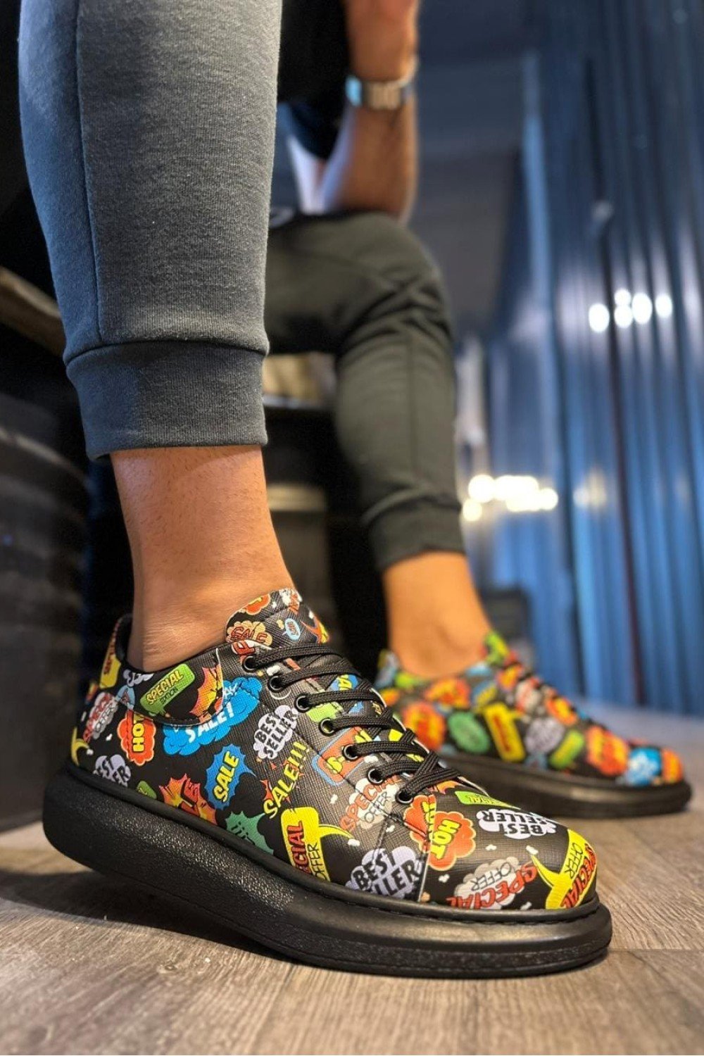 KN046 Erkek Günlük Bağcıklı Hot Baskılı Cilt Spor Sneaker Ayakkabı CST - Siyah Erkek Ayakkabı KN046 Erkek Günlük Bağcıklı Hot Baskılı Cilt Spor Sneaker Ayakkabı CST - Siyah – Knack Erkek Ayakkabı