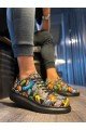 KN046 Erkek Günlük Bağcıklı Hot Baskılı Cilt Spor Sneaker Ayakkabı CST - Siyah