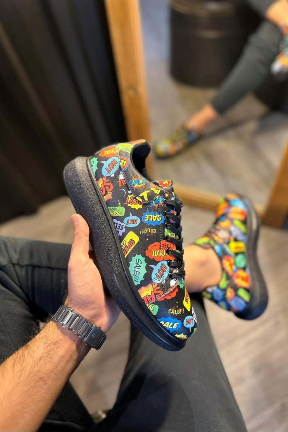 KN046 Erkek Günlük Bağcıklı Hot Baskılı Cilt Spor Sneaker Ayakkabı CST - Siyah Erkek Ayakkabı KN046 Erkek Günlük Bağcıklı Hot Baskılı Cilt Spor Sneaker Ayakkabı CST - Siyah – Knack Erkek Ayakkabı