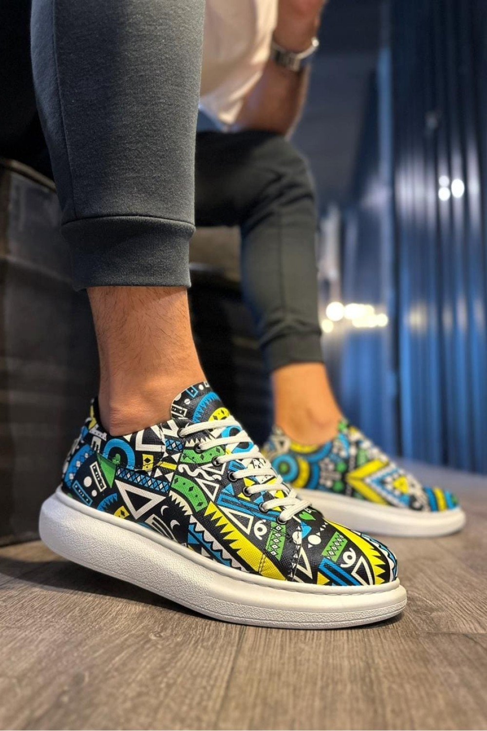 KN046 Erkek Günlük Bağcıklı Renkli Baskılı Cilt Spor Sneaker Ayakkabı CBT - Yeşil Erkek Ayakkabı KN046 Erkek Günlük Bağcıklı Renkli Baskılı Cilt Spor Sneaker Ayakkabı CBT - Yeşil – Knack Erkek Ayakkabı