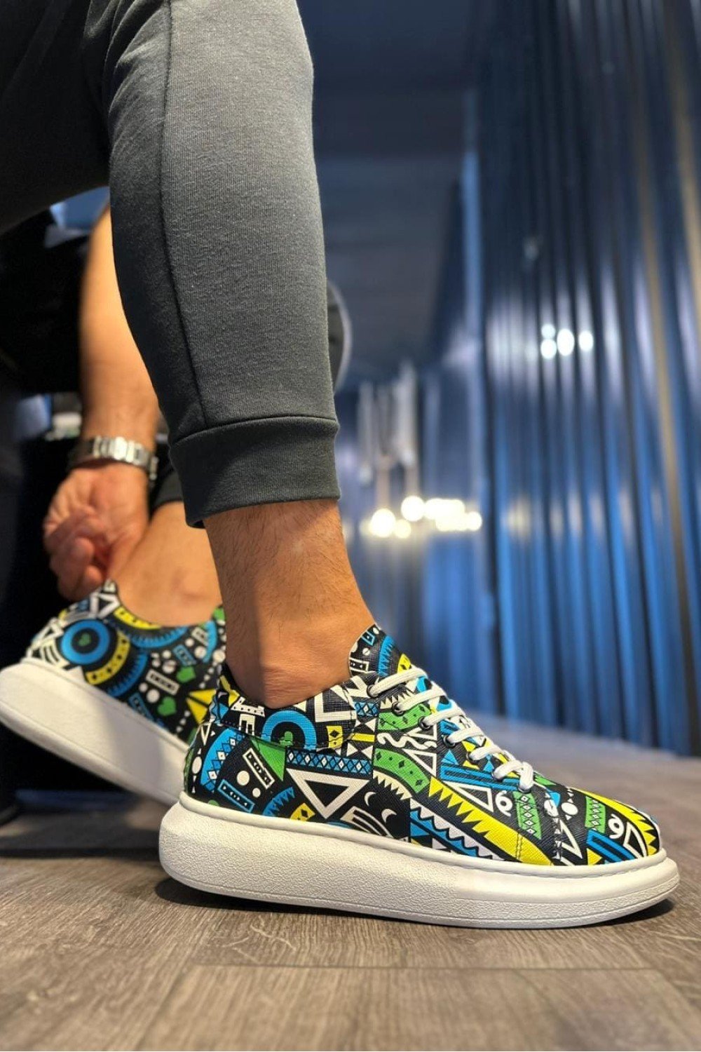 KN046 Erkek Günlük Bağcıklı Renkli Baskılı Cilt Spor Sneaker Ayakkabı CBT - Yeşil Erkek Ayakkabı KN046 Erkek Günlük Bağcıklı Renkli Baskılı Cilt Spor Sneaker Ayakkabı CBT - Yeşil – Knack Erkek Ayakkabı