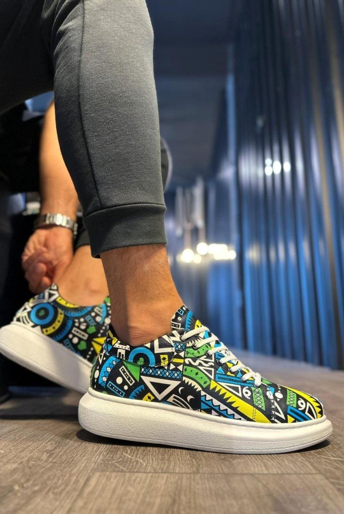 KN046 Erkek Günlük Bağcıklı Renkli Baskılı Cilt Spor Sneaker Ayakkabı CBT - Yeşil KN046 Erkek Günlük Bağcıklı Renkli Baskılı Cilt Spor Sneaker Ayakkabı CBT - Yeşil