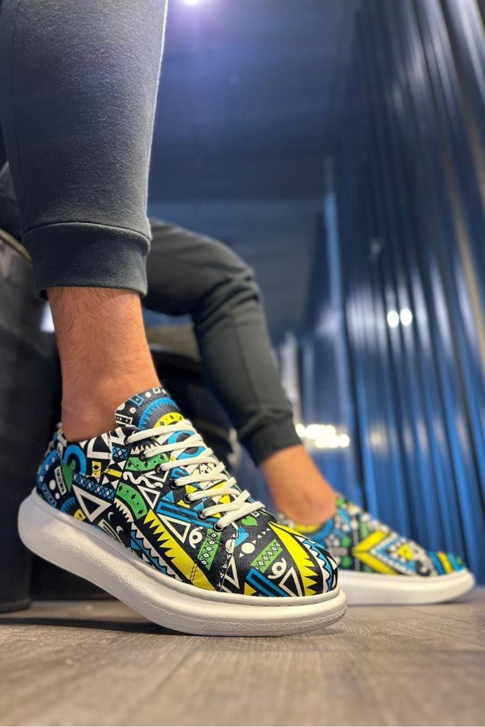 KN046 Erkek Günlük Bağcıklı Renkli Baskılı Cilt Spor Sneaker Ayakkabı CBT - Yeşil Erkek Ayakkabı KN046 Erkek Günlük Bağcıklı Renkli Baskılı Cilt Spor Sneaker Ayakkabı CBT - Yeşil – Knack Erkek Ayakkabı