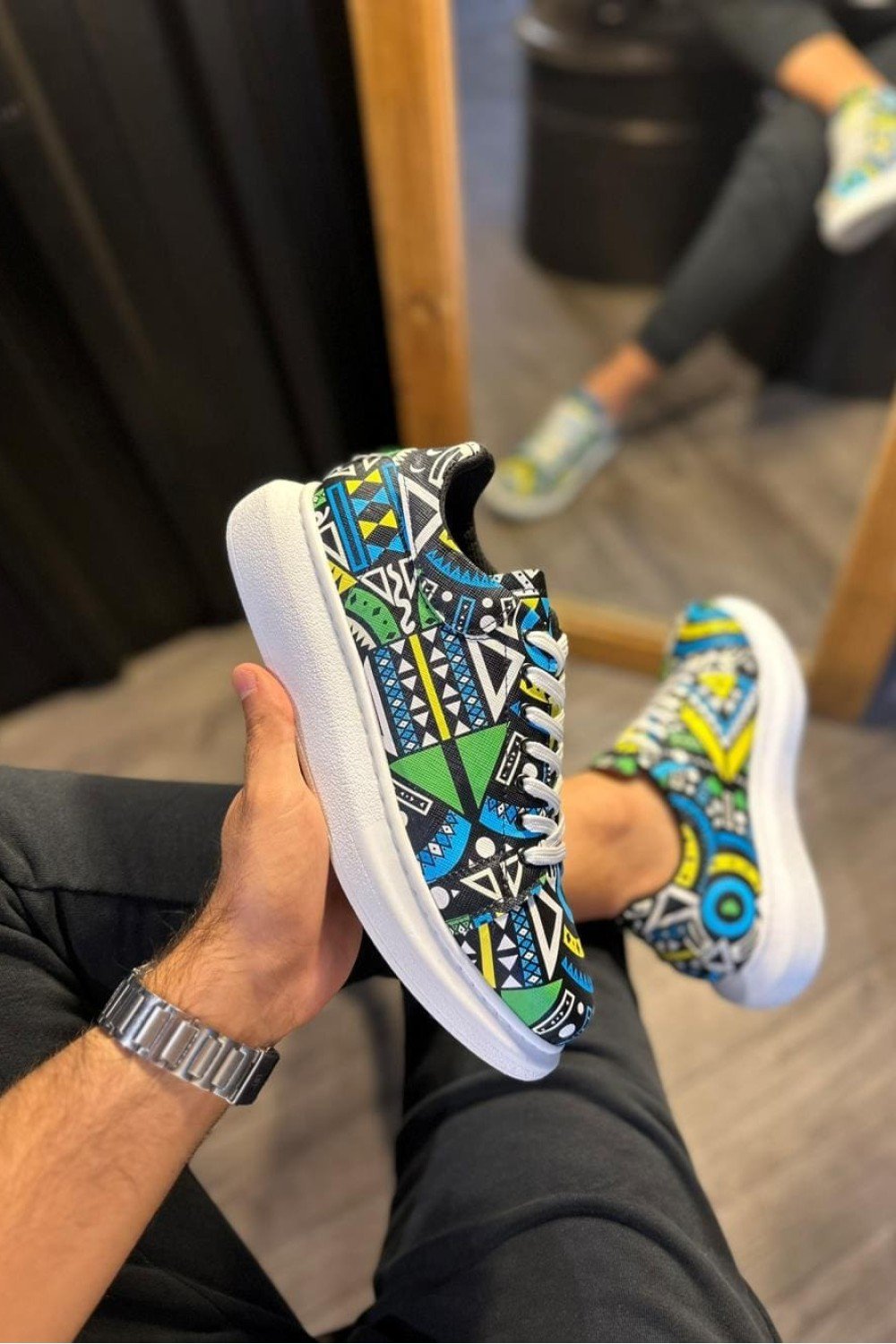 KN046 Erkek Günlük Bağcıklı Renkli Baskılı Cilt Spor Sneaker Ayakkabı CBT - Yeşil Erkek Ayakkabı KN046 Erkek Günlük Bağcıklı Renkli Baskılı Cilt Spor Sneaker Ayakkabı CBT - Yeşil – Knack Erkek Ayakkabı