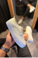 KN076 Erkek Günlük Bağcıklı Fitilli Desenli Cilt Spor Sneaker Ayakkabı CBT - Beyaz – Knack Erkek Ayakkabı