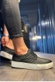 KN076 Erkek Günlük Bağcıklı Fitilli Desenli Cilt Spor Sneaker Ayakkabı CBT - Siyah – Knack Erkek Ayakkabı