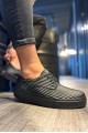 KN076 Erkek Günlük Bağcıklı Fitilli Desenli Cilt Spor Sneaker Ayakkabı CST - Siyah – Knack Erkek Ayakkabı