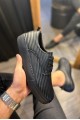 KN076 Erkek Günlük Bağcıklı Fitilli Desenli Cilt Spor Sneaker Ayakkabı CST - Siyah – Knack Erkek Ayakkabı