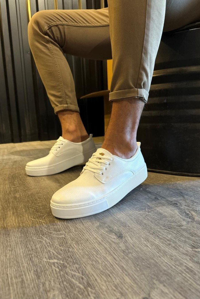 KN077 Erkek Günlük Bağcıklı Cilt Spor Sneaker Ayakkabı CBT - Beyaz KN077 Erkek Günlük Bağcıklı Cilt Spor Sneaker Ayakkabı CBT - Beyaz