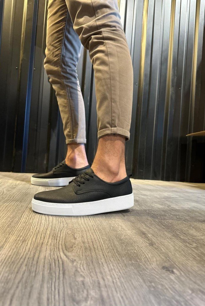 KN077 Erkek Günlük Bağcıklı Cilt Spor Sneaker Ayakkabı CBT - Siyah KN077 Erkek Günlük Bağcıklı Cilt Spor Sneaker Ayakkabı CBT - Siyah