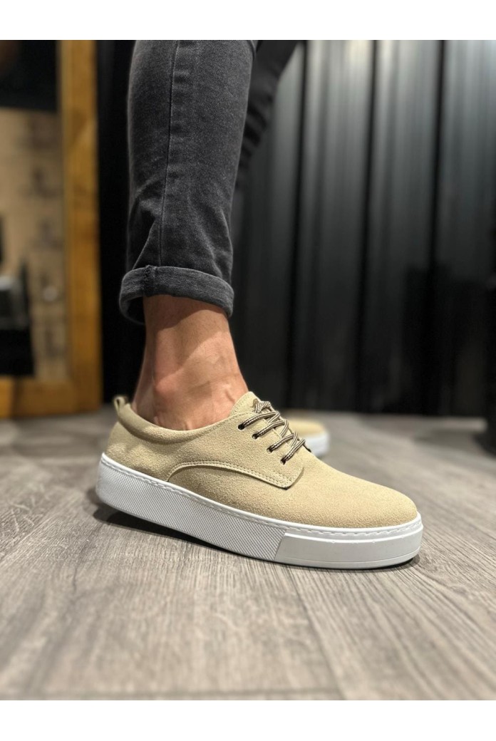 KN077 Erkek Günlük Bağcıklı Süet Spor Sneaker Ayakkabı SBT - Vizon